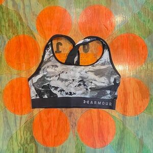 Under Armour Sports Bra Padded Gray Multicolored Camo Large Racerback Straps